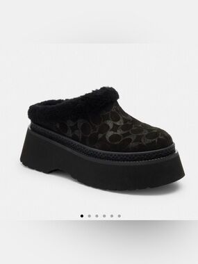 Cecilia Coach Black Suede Signature Platform Slip-Ons